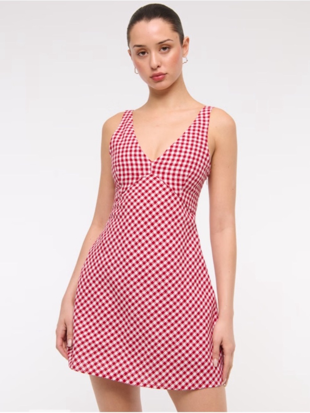 SOLD Abercrombie Red Gingham Linen Mini Dress - Picture 8 of 8